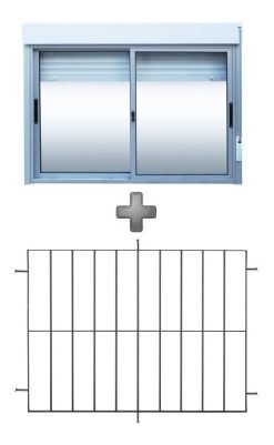 Ventana Aluminio Con Reja Y Cortina 1.0 X 1.0