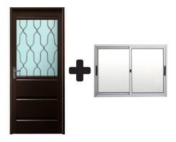 Puerta Exterior Chapa Simple Y Ventana Aluminio 1.20 X 1.0