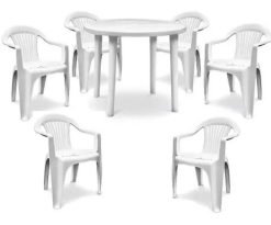 Juego De Jardin Mesa Redonda Y 6 Sillas De Pvc