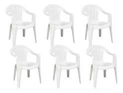 Set 6 Sillas Mor Plástico Blanco Apilables