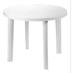 Mesa Plastico Redonda Blanca Jardín Exterior 90cms