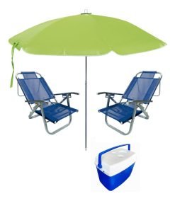 Sillas Playa Aluminio + Conservadora 34 L + Sombrilla Playa