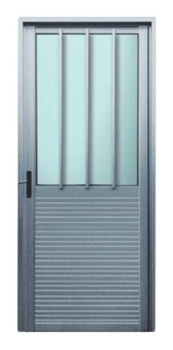 Puerta Exterior De Aluminio Y Vidrio Serie 30 Color Plateado Derecha Waluminio