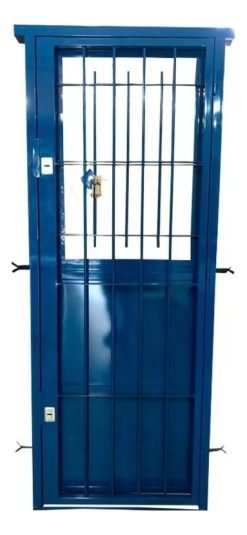 Puerta De Chapa Chapa Gruesa Calibre 18 Color Azul Acabado Pintado 80cm X 200cm