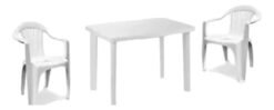 Juego De Jardin Patio Mesa Mas 2 Sillas Blanco Plástico Pvc
