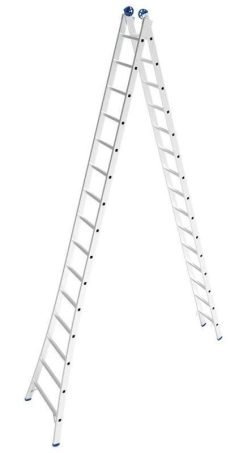 Escalera De Aluminio Extensible Mor, 2 X 15 Peldaños, Color Gris