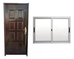 Puerta Exterior Doble Chapa Y Ventana Aluminio 1.20 X 1.0
