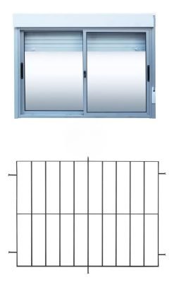 Ventana Aluminio Con Reja Y Cortina 1.20 X 1.00