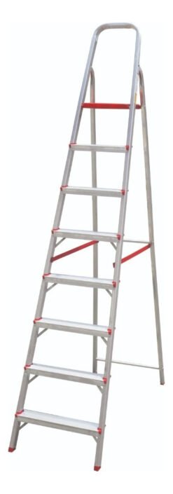 Botafogo Lar & Lazer Esc0067 Escalera Tijera De Aluminio 8 Escalones 120kg Color Plateado