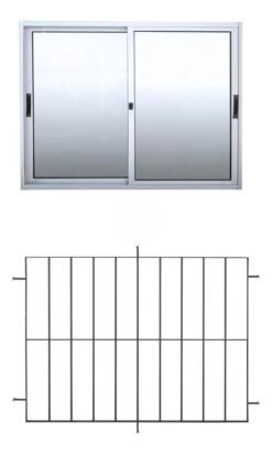 Ventana De Aluminio 1.20 X 1.0 Con Reja 12mm Incorporada Color Plateado Waluminio