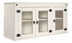 Aéreo Cocina Madera Maciza 3 Puertas Vidrio Rústico Blanco