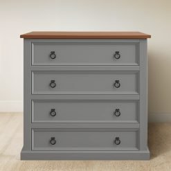 Comoda Cajonera Madera Maciza 4 Puertas Linea Mexicana