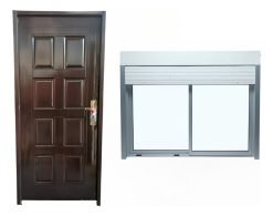 Puerta Doble Chapa Con Ventana Con Cortina De Enrollar