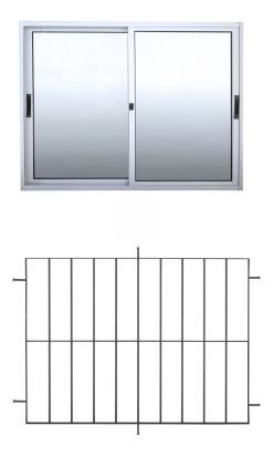 Ventanas De Aluminio Corrediza 1.0 X 1.0 Con Reja 12mm