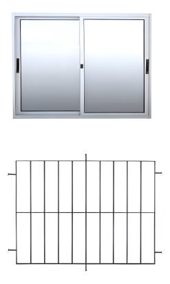 Ventana Corrediza Aluminio 150x120 Cm Con Reja Waluminio