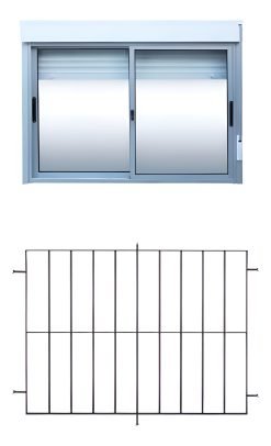 Ventana Aluminio Con Reja Y Cortina 1.20 X 1.00