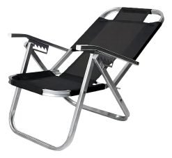 Reposera Aluminio Botafogo Lar & Lazer Ipanema Plegable Negra 5 Posiciones Negro