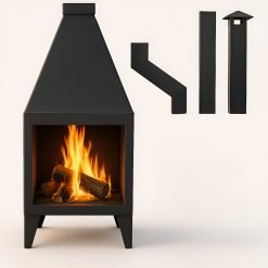 Estufa Salamandra Waluminio Frontal Leña Con Caños Incluidos