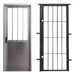 Puerta De Aluminio Exterior Con Puerta Reja Hierro