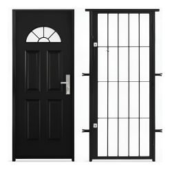 Puerta Waluminio Con Reja Pintada 85x205 Cm.