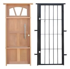 Puerta Exterior Cedro Con Puerta Reja