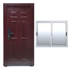Puerta Exterior Semiblindada Con Ventana Aluminio Corrediza