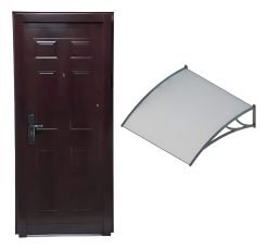 Puerta Exterior Semiblindada Con Alero De Policarbonato