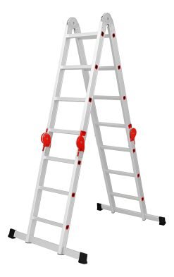 Escalera Multipropósito Waluminio Aluminio Plegable 12 Escalones 3.5m Plateado