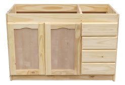 Bajomesada Madera Pino 2 Puertas 4 Cajones Waluminio Crema Clásico