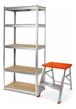 Estanteria Metalica 90x40x180 Con Banqueta 2 Escalones