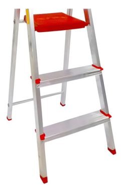 Escalera Aluminio Botafogo Naranja 3 Escalones Plegable Resistente 120kg