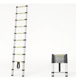 Escalera Telescópica Waluminio Jd1039 Practica 10 Escalones Plateado