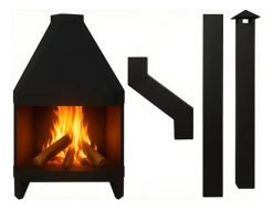 Salamandra Esquinera Waluminio Chapa A Leña Con Caños 50x50cm