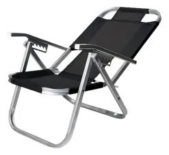 Reposera Aluminio Botafogo Lar & Lazer Ipanema Plegable Negra 5 Posiciones Negro