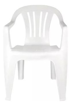 Silla Pvc Reforzada Con Apoya Brazos Blanca Hasta 182kg Js