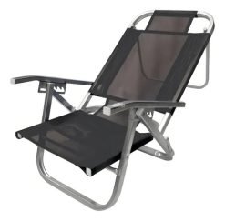 Reposera Reclinable Silla Aluminio Playa 120kg Reforzada Color Negro