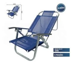 Botafogo Lar & Lazer Copacabana Reposera Playera Plegable Aluminio Color Azul