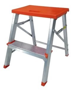 Escaleras Aluminio Banqueta 2 Escalones Plegable Botafogo Color Rojo