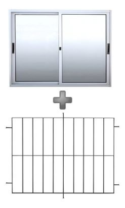 Ventana Aluminio Con Reja Incorporada 60 X 40