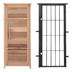 Puertas Exterior Madera Barral Con Puerta Reja