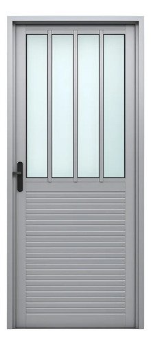 Puerta Exterior De Aluminio Y Vidrio Serie 30 Color Plateado Derecha Waluminio