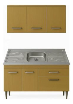 Bajo Mesada De Cocina Pileta Acero Inox + Aereo 3 Puertas