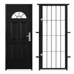 Puerta Waluminio Con Reja Pintada 85x205 Cm.