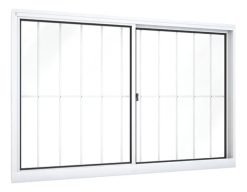 Ventana Corredera De Aluminio De 2 Hojas De 100x100 Cm Con Rejilla Blanco