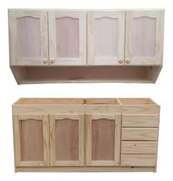 Bajo Mesada De Madera Y Aéreo De 4 Puertas