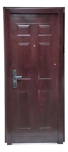Puerta Semi Blindada De Chapa Reversible Marrón 85 X 205 Cm Waluminio