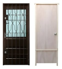 Puerta Con Reja Frente Chapa + Puerta Interior Eucaliptos