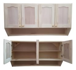 Alacena Waluminio Madera Pino Natural 4 Puertas 140x65x30cm