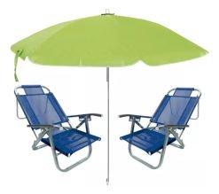 Sillas Playa Aluminio Botafogo + Sombrilla Playera