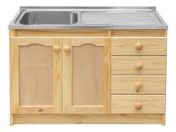 Bajo Mesada Madera Maciza Con Pileta Acero Inoxidable